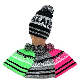 PomPom Knit Hat [OAKLAND] Pixelated